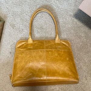 Latico computer/document bag.  Vintage early 2000s. Mustard color leather.